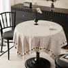 Mantel Redondo Vintage Estilo Francés, Impermeable, Resistente al Aceite, Lavable, Resistente al Calor, Funda de Mesa de Lujo de Gama Alta, Cubierta para Mesa de Café