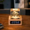 Luz Noturna de Cristal para Relógio Cubo de Nuvem Ornamento de Mesa Luminária de Cabeceira Árvore de Cristal Presente de Natal para Meninas Transfronteiriço
