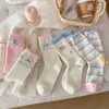 Calcetines Rosados de Lana Australiana para Mujer, Calcetines Lindos de Dibujos Animados de Conejo de Media Pantorrilla, Calcetines Gruesos y Cálidos para Invierno, Calcetines Dulces para Dormir para Mujer
