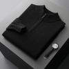 Outono e Inverno Novo Suéter de Cashmere de Montanha de Meia Gola Alta Cor Sólida para Homens Suéter de Meio Zíper Pulôver de Malha de Base Quente Grossa