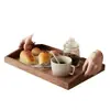 Bandeja de Madera Maciza de Nogal Negro Bandeja Rectangular Japonesa para Té Bandeja de Madera Bandeja para Snacks del Hogar Bandeja para Té Bandeja para Postres