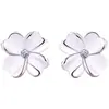 Brincos de Trevo de Quatro Folhas em Prata de Lei 925 para Mulheres, Modernos e Simples, com Diamantes, Estilo Ins Coreano, Brincos Personalizados, Joias de Orelha de Prata