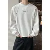 Moletom Riveter desconstruído gola redonda masculino versátil emendado solto mudado para longo novo bordado de letras primavera e outono plus size segmentado