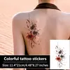 Tatuagem Adesiva Flor Liríope Vermelha Cor à Prova d'Água Duradoura Peito Frente Costas Braço Perna Garota Popular Estilo Europeu Americano