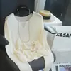 Blusa de Tricô Longa com Decote V Pequeno Vazado Estilo Francês em Liocel Linho para Mulheres, Camada Base, Nova para Primavera/Verão 2026 H040303