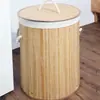 Cesto de roupa suja à prova de poeira para transporte internacional, cesto de armazenamento de bambu trançado, balde dobrável de bambu trançado para armazenamento de roupas sujas, atacado