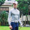 Roupas de Golfe de Verão Masculinas Camiseta Base de Seda Gelada Manga Longa Gola Meio Alta Proteção Solar Jersey de Alta Elasticidade