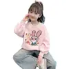 Sudadera de Felpa para Niñas Invierno Niños Espesa Integrada Sudadera de Felpa Niña Conejo de Dibujos Animados Cuello Moda Top de Algodón