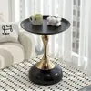 Mesa lateral para sofá de sala de estar para uso doméstico, mesa de centro móvil simple para balcón, mesita de noche creativa, mesa de café pequeña de moda de lujo ligero con forma de cintura