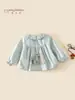 Jaqueta Cardigan para Meninas Outono 2026 Nova Estilosa Jaqueta Infantil com Gola de Babados Estilo Outono/Primavera Top Casual para Bebê