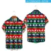 Camisa Casual de Manga Corta con Bolsillo y Estampado Navideño de Moda Nueva para Hombre 2024