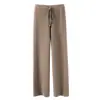 Calça de Tricô Feminina Macia para Outono e Inverno, Calça Branca de Comprimento Total, Calça Nuvem Reta para Baixas