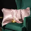 Funda de almohada de seda lavable de color sólido para belleza, funda de almohada individual de seda helada sedosa, imitación de seda de morera, funda para núcleo de almohada de seda