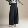 Pantalones de mujer de pierna ancha, cropped, de talle alto, con drapeado, adelgazantes, sueltos, que realzan la altura, rectos, casuales tipo globo, colección otoño 2026