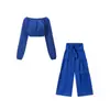 2026 Nuevo Conjunto Casual Europeo para Mujer de Pierna Ancha Cintura Alta Color Sólido Micro-campana Atado Caída Pantalones de Manga Larga