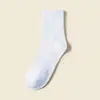 Calcetines de color liso de alta elasticidad, calcetines de color liso negro de otoño hasta la pantorrilla, calcetines deportivos de algodón desodorantes y resistentes al olor, calcetines gruesos casuales de estilo japonés para hombre