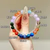 Pulsera Qiaoen de Ágata Amarilla Natural Flor Negra Dorada Multigemas con Piedra Lunar Negra y Cristal Blanco, Diseño Versátil, Mayoreo