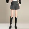 Calça Bermuda Feminina 2026 Outono/Inverno Nova Elegante Chique Versátil Casual Tendência de Cintura Alta que Cobre os Quadris com Caimento e Pernas Largas