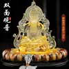 Nuevo Adorno de Coche con Vidrio para Consola Central Guanyin Interior del Coche Escritorio Frontal Perfume Bodhisattva Guanyin de Doble Cara Decoración de Instalación Segura