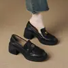 Zapatos de Cuero de Tacón Alto para Mujer Chuyuji Nuevo Estilo Primavera y Otoño Mocasines Cómodos para los Pies con Tacón Grueso Slip-On