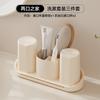 [Modelo Patentado] Estante Colgante sin Taladro Lujoso Portavasos de Piedra para Enjuague Bucal Estante de Almacenamiento para Cepillos de Dientes Soporte para Cepillo de Dientes con Ventosa Vaso para Cepillo de Dientes