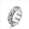 Anillo de Acero de Titanio Estrella Luna Sol de Venta Caliente Transfronterizo Anillo Giratorio Descompresor Joyería de Mano de Acero Inoxidable