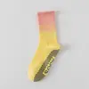 Calcetines de Yoga Antideslizantes de Color Degradado para Mujer Verano Calcetines Deportivos Largos de Compresión para Pantorrilla Absorbentes de Sudor y Desodorantes Calcetines de Pilates de Media Pantorrilla