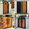 Puerta de Patio de Aleación de Aluminio, Puerta Sólida de Hierro Forjado para Exteriores de Villa, Valla de Patio de Casa Rural, Arco de Jardín con Textura de Madera