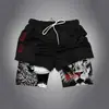 Pantalones de Cinco Puntos 2025 Estilo Europeo y Americano para Hombre Doble Capa Degradado Pantalones de Playa Shorts Casuales Moda Tendencia Corte Holgado