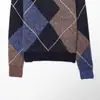 Comércio Exterior Roupas Femininas Primavera e Outono 2026 Estilo Europeu e Americano Moda Casual Solto Padrão Xadrez de Diamante Gola Redonda Suéter de Tricô para Mulheres K41749