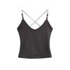 Diseño Chica con Cuentas Tirante Fino Cruzado Cuello en V Sling para Mujer Primavera y Verano Nuevo Cintura Alta Ombligo Espalda Hermosa Chaleco Corto