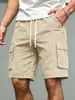 Pantalones Cortos de Trabajo para Hombre Verano Casual de Longitud Media Rectos 2025 High Street Ins Color Sólido Holgados Shorts Deportivos para Hombre