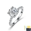 Anillo clásico de plata de ley S925 con moissanita de 3 quilates para mujer, anillo de compromiso de banda retorcida de lujo ligero con cuatro puntas, directo del fabricante