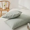 Fronhas de Algodão Lavado de Cor Sólida, um Par de Fronhas Individuais Novas de Algodão Puro, um Par de Capas de Forro para Uso Doméstico Duplo
