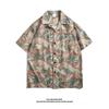 Flor criativa transfronteiriça europeia e americana camisa de manga curta estampada masculina hiphop retro casal americano camisa de flores desejo