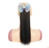 Peruca infantil rabo de cavalo curto laço acessórios de cabelo infantil cabelo liso rabo de cavalo alto grampo tipo de fibra química peruca peça de cabelo