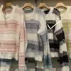 Suéter de Punto a Rayas de Color Contrastante Retro para Mujer 2025 Otoño e Invierno Nuevo Suave y Ceroso Holgado Estilo Suave Suéter de Punto Top Tendencia