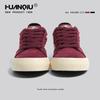 Tênis de Skate Vermelho Vinho Universal Masculino 2025 Novos Sapatos de Pão Primavera Versátil Nicho Popular Estilo Americano Tênis da Moda Sapatos Masculinos