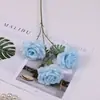 Flores Artificiales con 3 Cabezas, Rosas de Diamante, Flores de Seda para Decoración del Hogar, Arreglos para Mesa de Café de Sala, Decoraciones para Mesa de Comedor, Fondo de Flores Falsas para Bodas