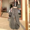Pantalones de traje retro estilo americano, corte holgado, cintura alta, pierna ancha, pantalones casuales para mujer, pantalones de pierna recta para otoño, pantalones versátiles de largo completo