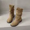 Botines Vaqueros Occidentales Melanoides para Mujer 2026 Otoño Nuevos Versátiles Suela Gruesa Estilo Británico Botas Marrones de Moda para Mujer