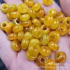 Contas de Jade Amarelo Jadeite Oco Grande para Ábaco Contas Soltas de Jade Pingente Anel Redondo Amarelo Acessórios de Joalheria Contas
