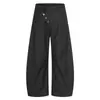 Calça Scimitar Casual Colorida Estilo Retrô Americano com Botões Decorados, Alto Senso de Design e Caimento Fluido, Perna Larga, Comprimento no Chão