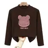 Roupa térmica feminina com forro de fleece, novo estilo outono e inverno 2026, segunda pele infantil de manga comprida, camiseta interna escovada para meninas
