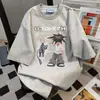 Camiseta Unissex Tendência Verão 2025 Manga Curta Design de Nicho Gola Redonda Solta Versátil Top para Casal Ins