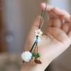 Raiz de Bodhi Lótus chaveiro de carro pingente madeira de pêssego Lótus fofo requintado corrente de celular pingente pequeno homens e mulheres ornamentos