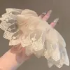 Estilo Francés Elegante Gasa Costura Encaje Anillo Grande para el Cabello Malla Elegante Cuerda Dulce para el Cabello de Dama Accesorios de Alta Gama para el Cabello