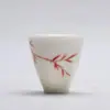 Taza de Té de Arcilla de Jade Pintada a Mano con Bambú Rojo de las Dinastías Tang y Song, Taza Individual de Cerámica para Juego de Té Kung Fu, Taza Blanca de Porcelana Estilo Antiguo para Cata de Té