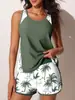 Biquíni Tankini Duas Peças Plus Size Europeu e Americano Transfronteiriço 2026 para Mulheres com Tankini Estampado e Shorts