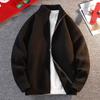 Envío transfronterizo disponible: Nuevo Suéter Cardigan con Cremallera para Otoño e Invierno para Hombre, Estilo Coreano, Moderno y Elegante, Color Sólido, Tejido de Punto con Cuello Alto